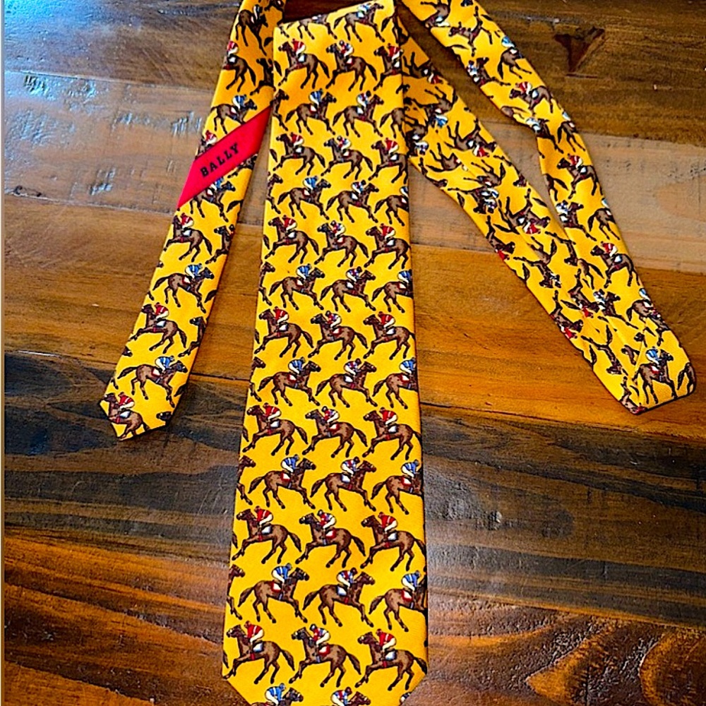 Bally 100% silk tie EUC Racehorse & Jockey! Father’s Day is coming!🐎🐎🐎🐎